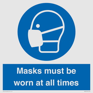 Masks must be worn at all times